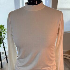 Reformation Cream Mock Neck Long Sleeve Top Women’s XL Stretch Tencel